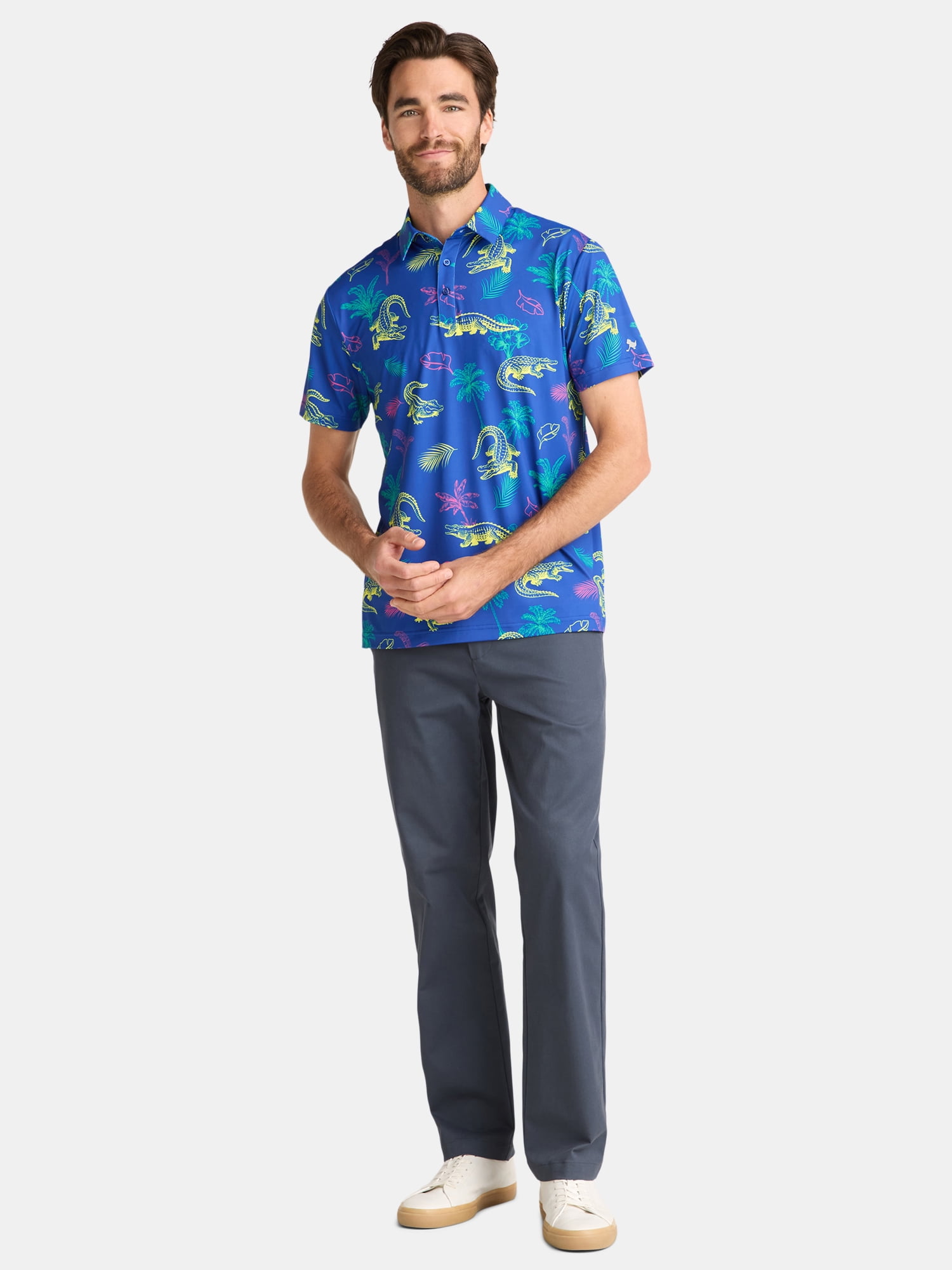 Birdie Bound Men's & Big Men's Novelty Print Golf Polo, Sizes S-5XL