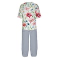 thumbnail image 5 of Nrmvnmi Women's Summer 2 Piece Outfits Casual Floral Prints Short Sleeve Pajama Tops Wide Leg Pants Lounge Sets Tracksuits Mothers Day Gifts, 5 of 5
