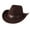 C, variant on Kelon Cowboy Clearance Polyester Hat Classic Western Cowboy Hat For Men Women Wide Brim With Bull Headband