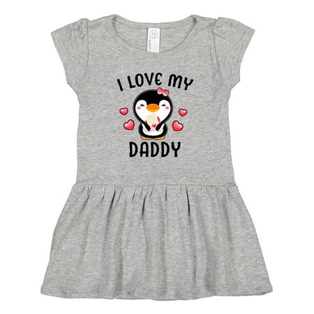 

Inktastic I Love My Daddy with Cute Penguin and Hearts Gift Toddler Girl Dress