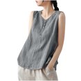 thumbnail image 1 of Plebaso Débardeurs en Coton et Lin pour Femmes Col Rond Sans Manches Chemises Décontractées Légères Blouses pour Femmes, 1 of 6