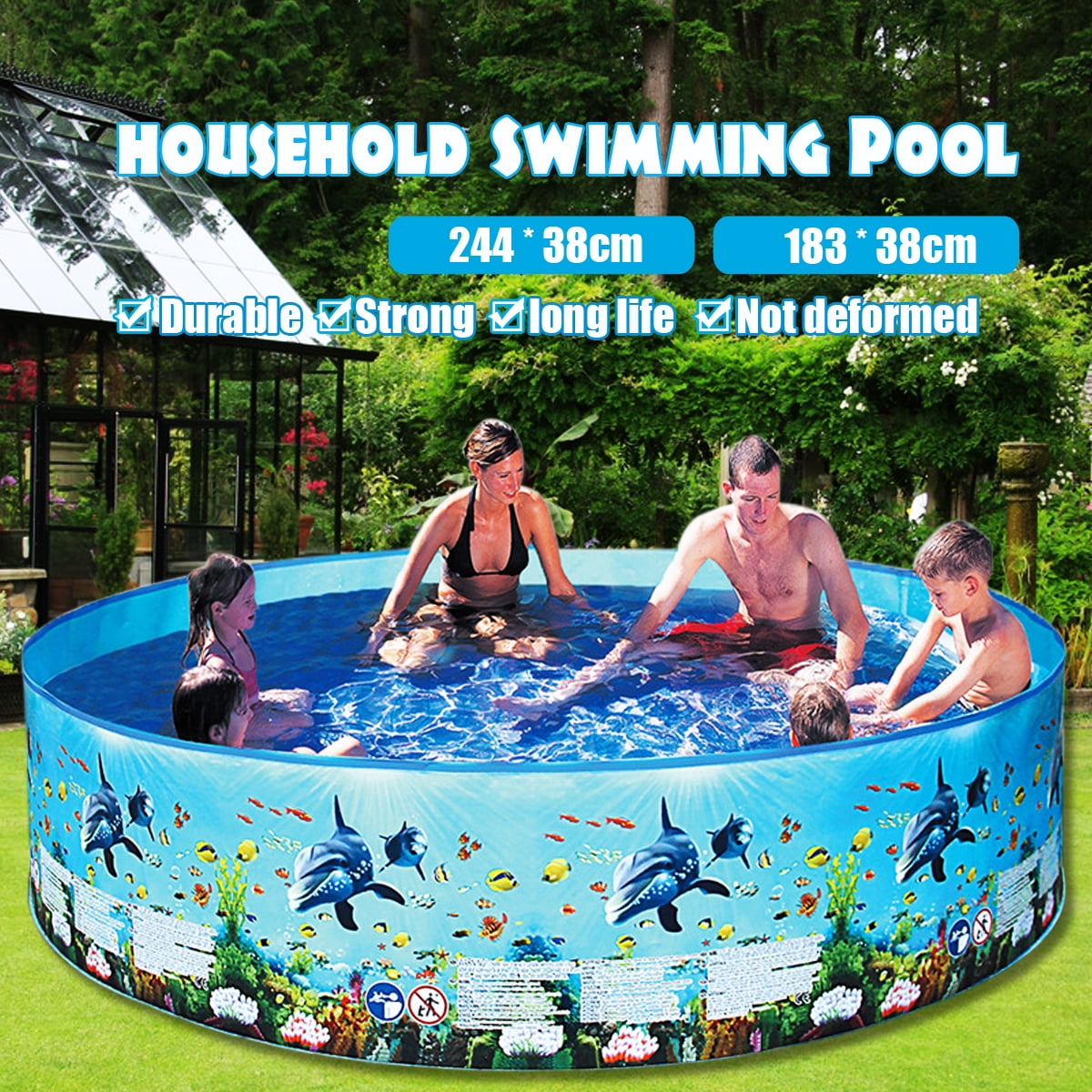 Paddling Pool Rigid Sides Easy & Quick to set up No Need To Inflate  72" x 15" 