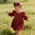 thumbnail image 6 of SGMVNU Toddler Girls 2 Piece Dress Set with Bowknot Hairband Girls Dress Size 8-10 Long Sleeve Dress Spring Summer Clothes(Size 2-3 Years,), 6 of 7