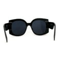 thumbnail image 4 of Womens Thick Temple Plastic Square Mod Butterfly Sunglasses All Black, 4 of 5