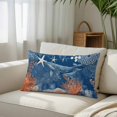 thumbnail image 6 of Ocean Whale Throw Pillow Covers Orange Blue Summer Sea Animal Corals Teal Wooden Decorative Lumbar Pillow Cover Rectangle Cushion Case for Sofa Couch Bed Living Room Bedroom 20 X 30 Inches, 6 of 9
