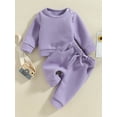 thumbnail image 2 of Bagilaanoe Toddler Baby Girl Long Pants Set Long Sleeve Sweatshirt Pullover Tops + Drawstring Sweatpants 6M 12M 18M 24M 3T Kids Casual Sweatsuits, 2 of 8