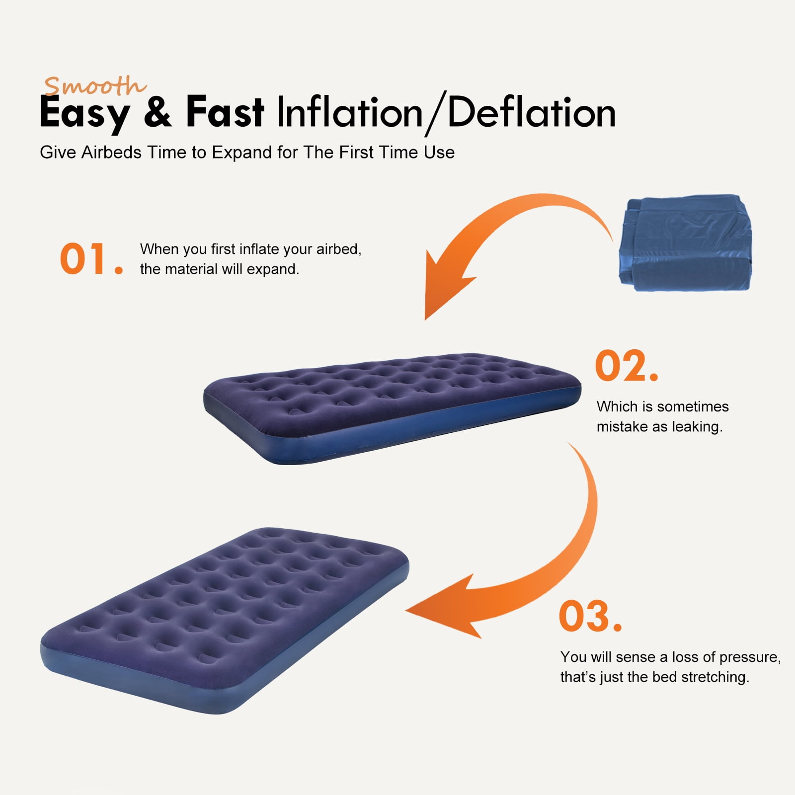 Honeydrill Twin Size Air Mattress Inflatable Bed, Blow Up Mattress Camping Sleeping Pad
