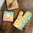 thumbnail image 5 of Colorful Spots Pattern Kitchen Oven Mitt and Pot Holder Sets 2 Pcs for Baking, Cooking and Grilling, Heat Resistant Up To 392 °F, 5 of 7