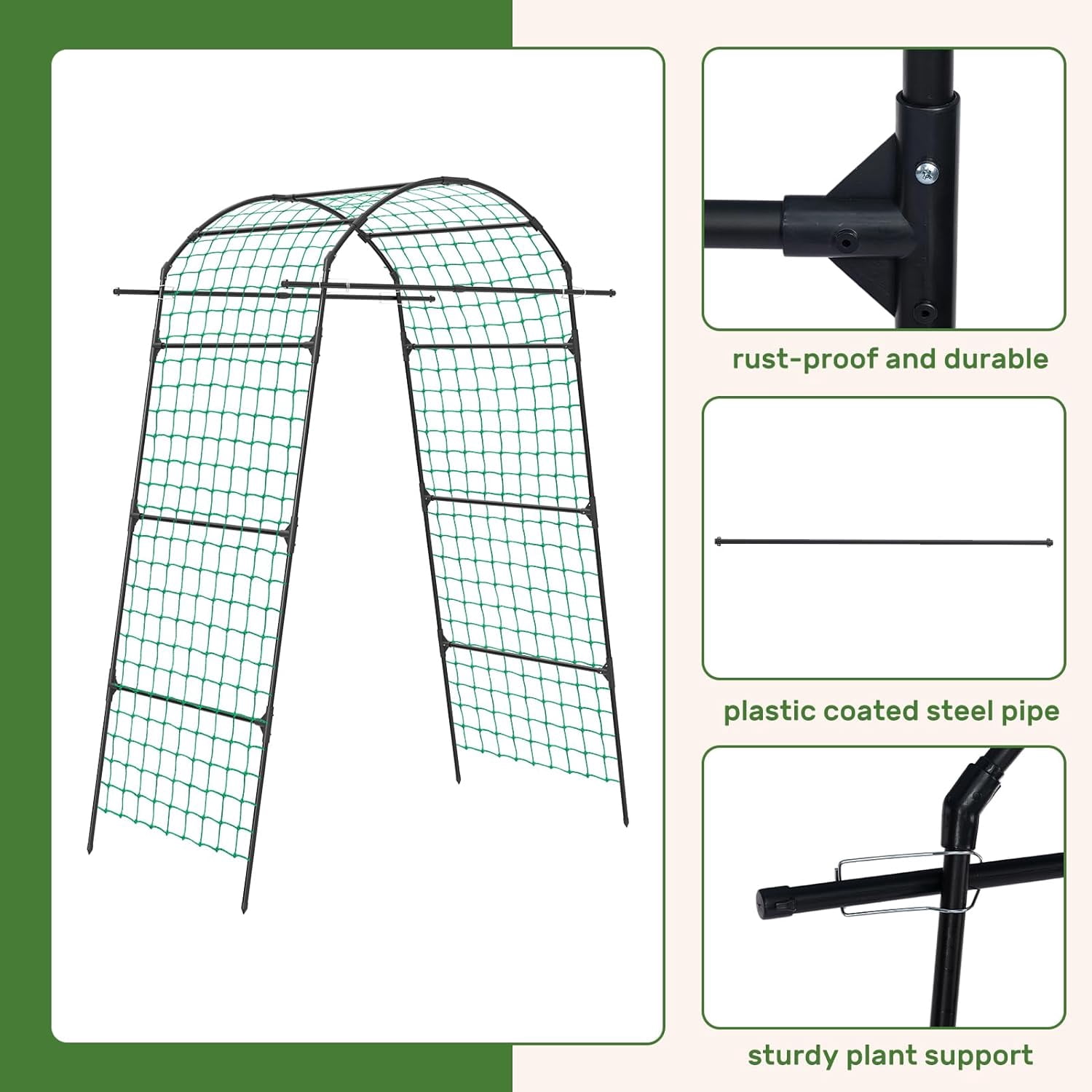 86 Inch Tall Garden Arch Trellis for Climbing Plants Outdoor,Tall Metal Garden Tunnel Trellises Archway for Climbing Vine、Vegetable、Fruit、Flower、Squash Arbors，Garden Arches Support Structure
