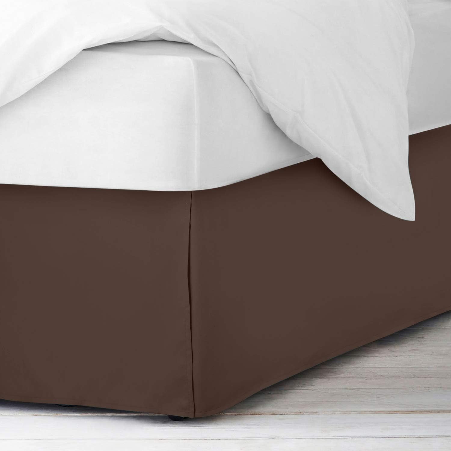 600 Thread Count Egyptian Cotton Split Corner Bed Skirt – 12-Inch Drop, Tailored Fit 1-PC Bed Skirt, King, Chocolate