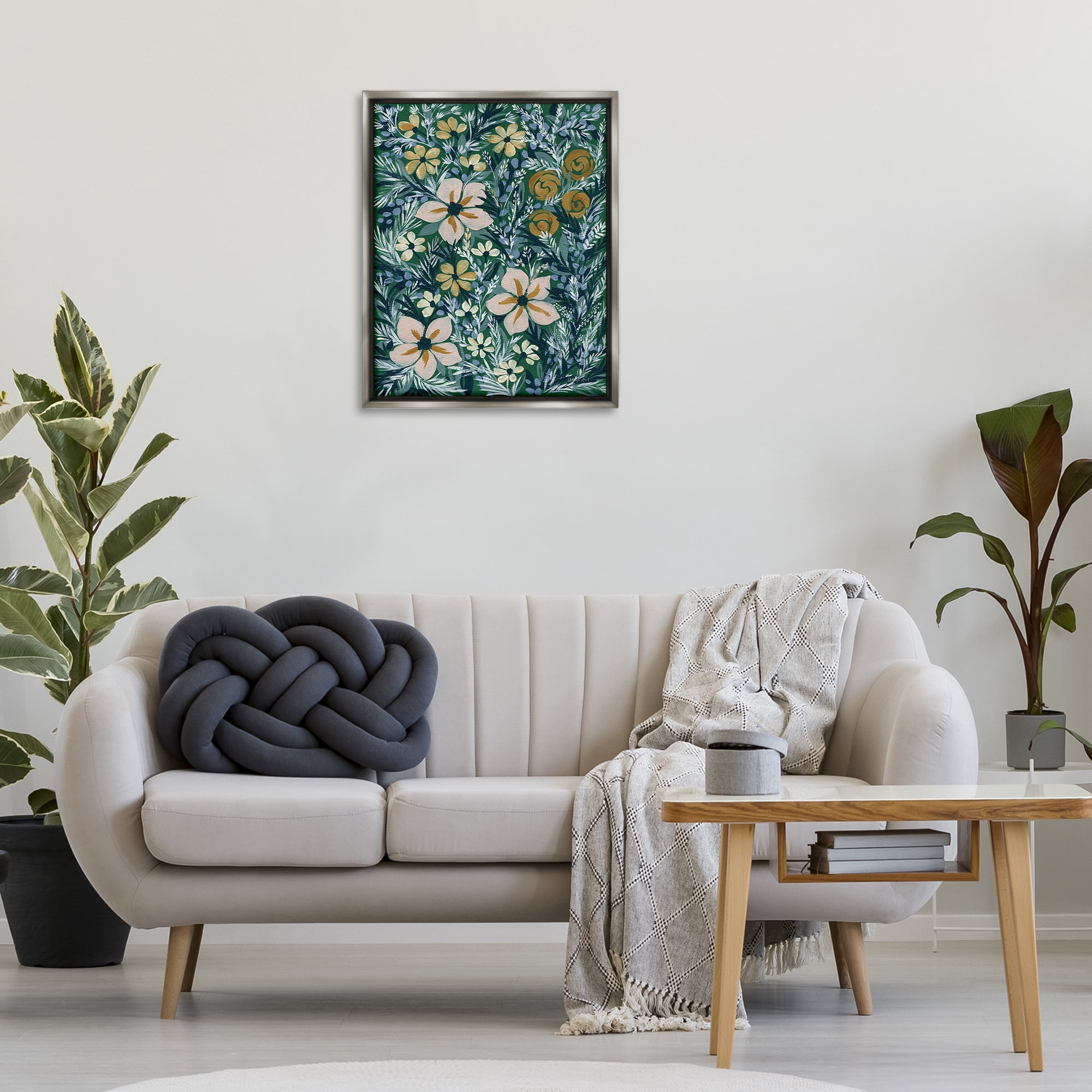 Stupell Industries Summer Boho Florals Botanical & Floral Painting Gray Floater Framed Art Print Wall Art, 25 x 31