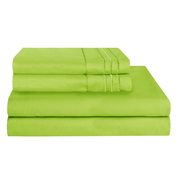 Silky-Soft 1800 Series - Wrinkle-Free 4-Piece Bed Sheet Set, Deep Pocket up to 16 inch, King, Lime