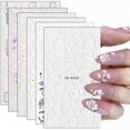 thumbnail image 1 of 5D Stereoscopic Embossed Flowers Nail Art Stickers, 3D Self-Adhesive Daisy Nail Art Decals White Lace Rose Flower Wings 6 Sheets, 1 of 4
