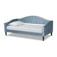 thumbnail image 2 of Baxton Studio Benjamin Modern and Contemporary Light Blue Velvet Fabric Upholstered and Dark Brown Finished Wood Full, 2 of 7