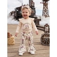 thumbnail image 4 of Svuitmsl Western Newborn Baby Girl Cowgirl Outfit Spring Fall Winter Clothes Letter Boots Print Long Sleeves Romper and Elastic Flared Pants Headband Set, 4 of 8