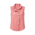thumbnail image 6 of Women's Casual Shirts Ruffle Collar Striped Sleeveless Blouse Breathable Office Casual Summer Tank Tops Red 2XL, 6 of 6