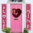 thumbnail image 2 of Corona de San Valentín para puerta de entrada, corona de arpillera con forma de corazón, corona de San Valentín para puerta con lazo de cuadros escoceses, 2 of 5