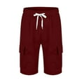 thumbnail image 6 of JTieacloth Classic Mens Cargo Short Men's Summer Linen Shorts With Large Pockets Plain Striped Sport Short Linen Trousers Stretch Lightweight Summer Shorts Loose Fit Short,Red, 6 of 6