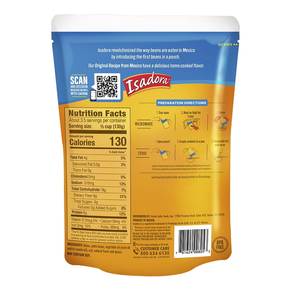 Isadora Original Recipe Refried Beans 15.2 Oz