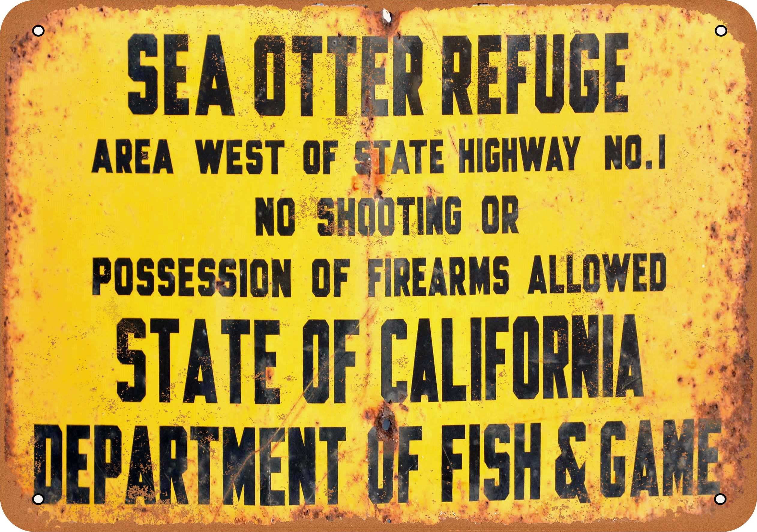 7 x 10 METAL SIGN - California Sea Otter Refuge - Vintage Rusty Look