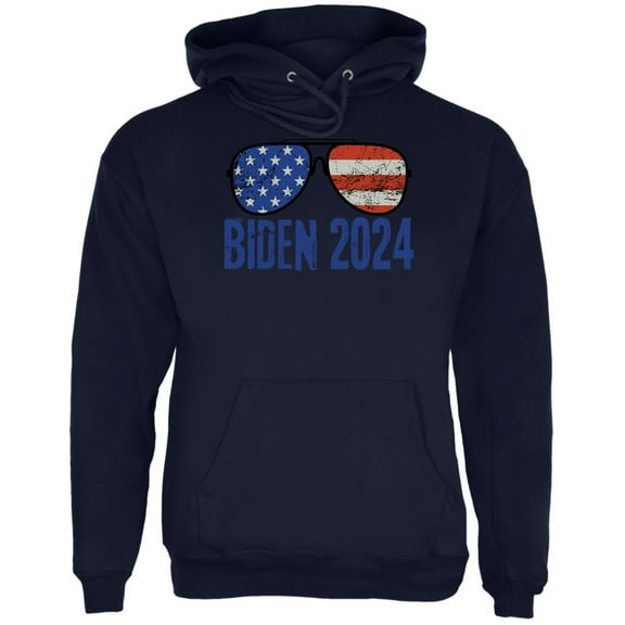 Election 2024 Biden USA Patriotic Aviator Glasses Mens Pullover Hoodie