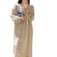 thumbnail image 2 of Pijama de manga larga cepillado grueso con cuello cuadrado y encaje elegante y dulce para mujer, 2 of 3