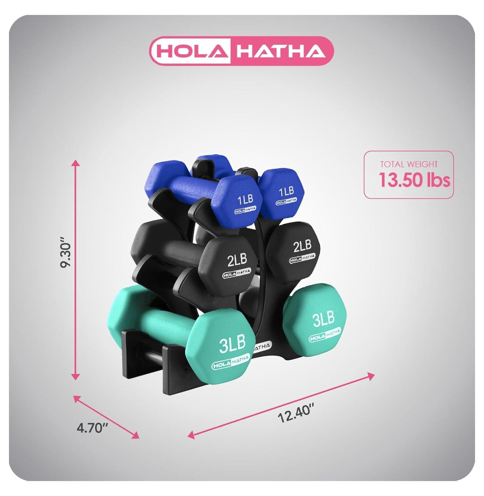 Neoprene Dumbbell Free Hand Weight Set with Rack, Ideal for Home Exercises to Tone and Definition