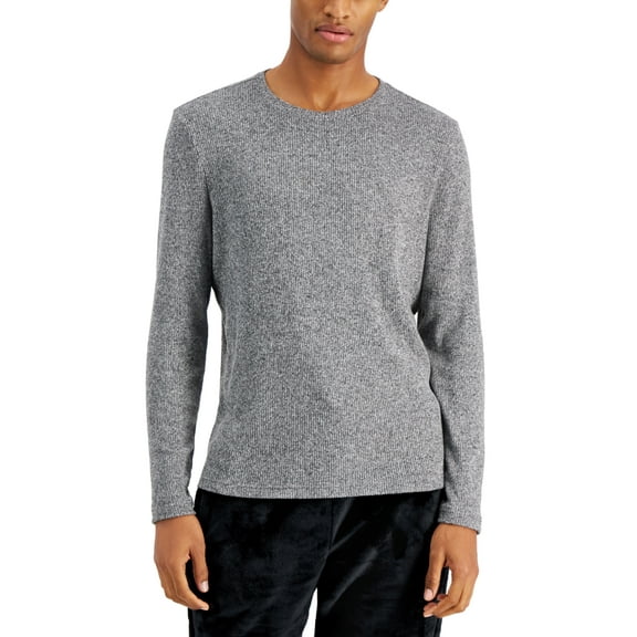 International Concepts Men's Textured Twisted Crewneck Sweater Black/Gray-XL