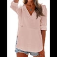 thumbnail image 1 of Sudadera con Capucha para Mujer, de Larga, Cuello en V y Bolsillos, para Playa Rosa XL, 1 of 8
