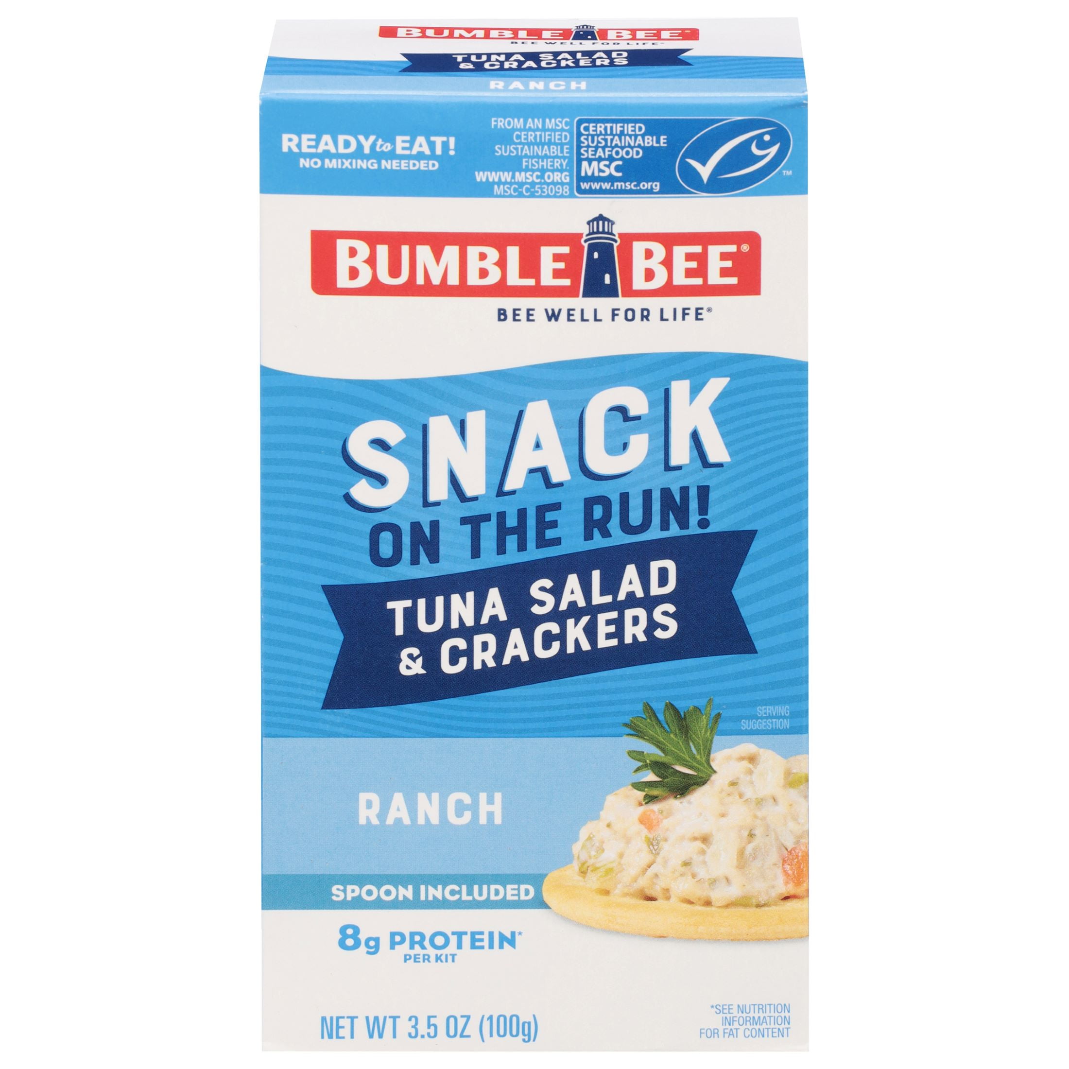 (12 pack) Bumble Bee Snack on the Run, Ranch Flavored Tuna Salad, Ready to Eat Kit, 3.5 Oz Box
