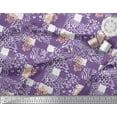 thumbnail image 3 of Soimoi Purple Rayon Fabric Brush Stroke & Leopard Animal Skin Print Fabric by the Yard 42 Inch Wide, 3 of 3