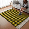 thumbnail image 6 of Bedroom Rug Carpet 3'x 5', Black Yellow Plaid Washable Floor Carpet with Tassels, Retro Country Buffalo Check Gingham Elegant Soft Floor Rug Mat for Patio, Balcony, Laundry, Room Decor, 6 of 9