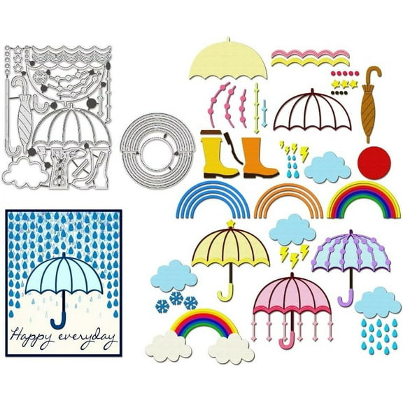 1Set Carbon Steel Cutting Dies Stencils for DIY Scrapbooking Photo Album Decorative Embossing Paper Card Umbrella 95~178x94~137x0.8mm 2pcs/set