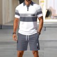 thumbnail image 2 of Men's 2-Piece Short Sleeve Polo Shirt and Shorts Set Letter Graphic Casual Summer Outfit for Daily Wear, 2 of 5