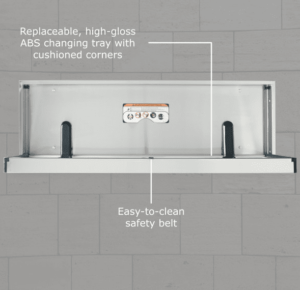 Foundations 100SSE-SM Surface-Mounted Extended Length Changing Station, Accommodates People 4’10” or Shorter