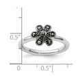 thumbnail image 2 of 2.25mm 925 Sterling Silver Polished Stackable Marcasite Scalloped Ring Size 9 Stackable Ring for Women, 2 of 2
