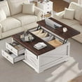 thumbnail image 5 of Itaar 39.4'' Lift Top Coffee Table with Storage, Farmhouse Coffee Tables for Living Room, Square Coffee Table with Large Hidden Compartment & 2 Drawers & Adjustable Shelves, White, 5 of 6