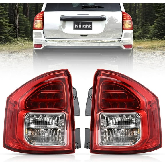 Nilight Taillight Assembly Compatible with 2011 2012 2013 Jeep Compass Tail Light OE Style Rear Lamp Replacement Driver and Passenger Side w/Bulbs