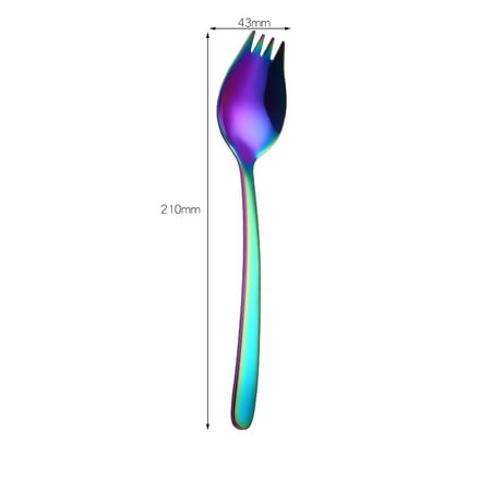 

2 in 1 Stainless Steel Spoon Fork With Long Handle Salad Noodles Ice Coffee Tea Fruit Spoon Home Kitchen Tableware Spoons