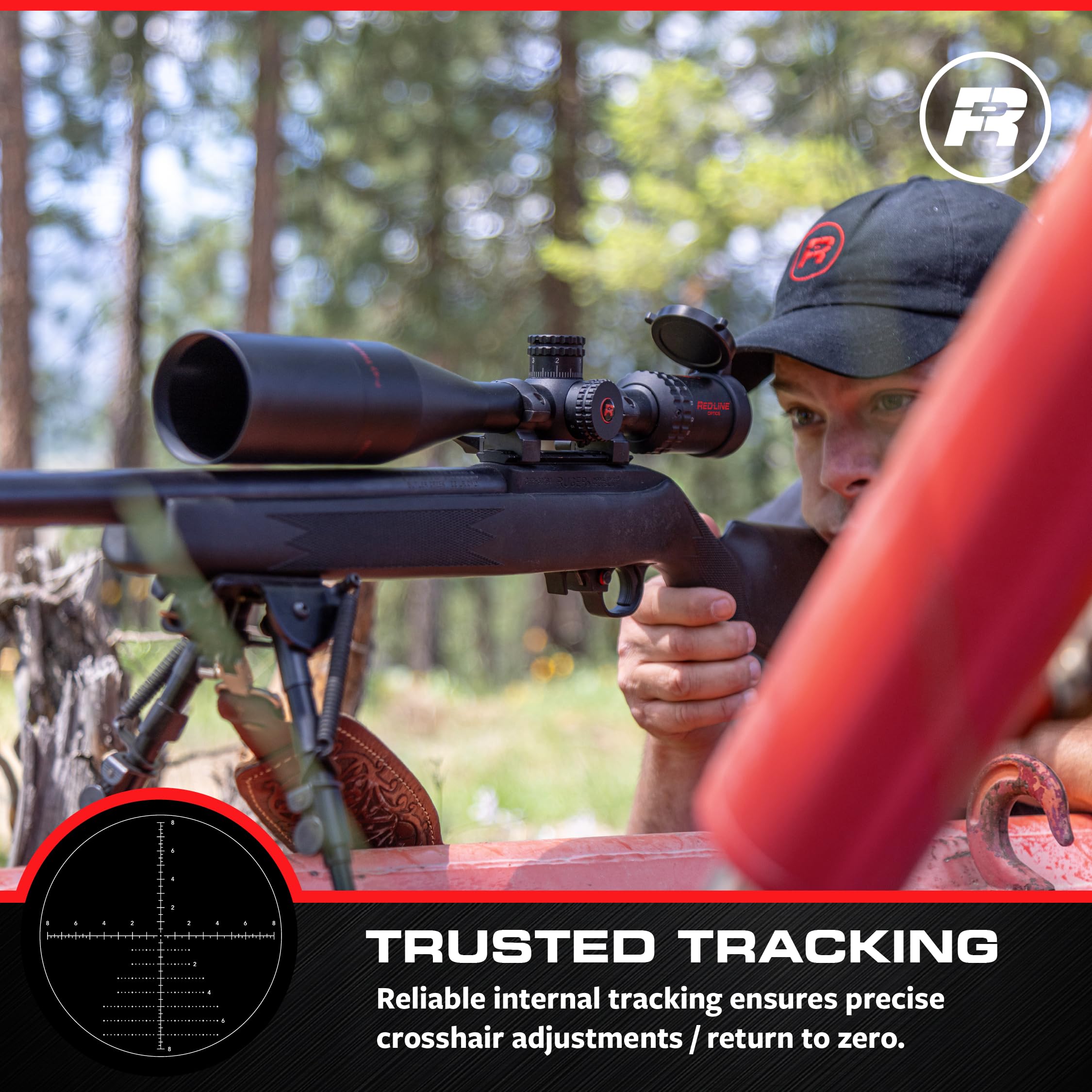 Red-Line Optics P-47 Thunderbolt II 6-24x50, SFP, MRAD, 1" monotube, Hunting, Long-Range Precision, Competition Scope .22LR, tested up to a 30-06 Designed in USA Based in WA (Black Red)