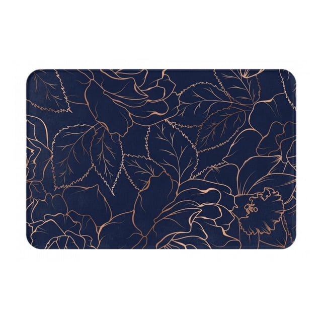 Balery Navy Dark Blue Felpudo de franela, resistente a las manchas y a la decoloración, para uso interior y exterior, fácil de limpiar, 40 x 60 cm