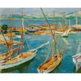 thumbnail image 3 of Józef Pankiewicz 24x20 Black Modern Framed Museum Art Print Titled - Harbour at Saint-Tropez (1909), 3 of 5