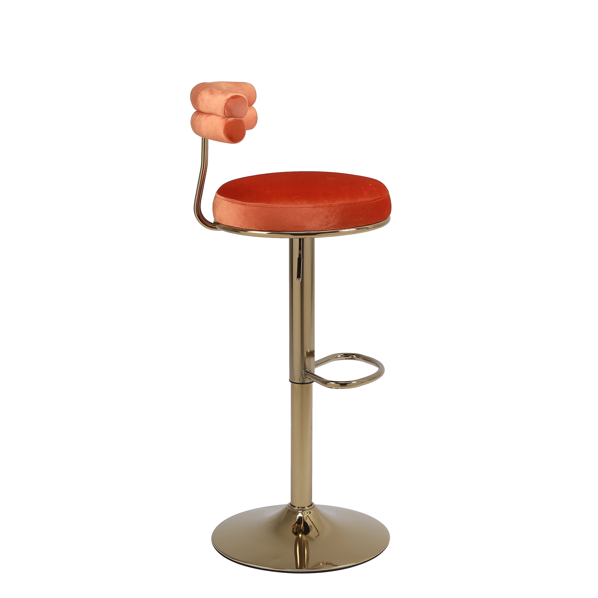 Kadyn 40.55" 2PCS Swivel Bar Stool, Adjustable Counter Height Barstools with Back and Footrest, Modern Orange Bar Chair for Home Counter