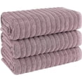 thumbnail image 2 of Classic Turkish Towel s Cotton Bath Sheets Set & Oversized Ribbed Towels, Ultra-Soft & Absorbent & Set of 3 - 40x65 Mauve, 2 of 5