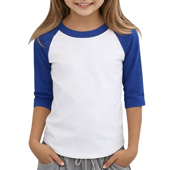 YunPes Kids Girls T Shirts Casual Raglan 3/4 Sleeve Soft Tee Crewneck Color Block Cute Fall Blouses Tops Tennis Baseball T Shirts