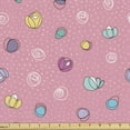 thumbnail image 1 of Cartoon Fabric by the Yard Upholstery, Flower Petals Doodle on Polka Dots Background Blooms, Decorative Fabric for DIY and Home Accents, Pastel Pink Multicolor by Ambesonne, 1 of 5