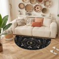 thumbnail image 2 of Half Circle Door Mat 18"×30" Whimsical Lunar Absorbent Door Mat Outside Entrance Lunar Cycle Purple Butterfly Floral Quartzcrystals Black Low-Profile Non Slip Front Rug for Kitchen Bathroom Bedroom, 2 of 9