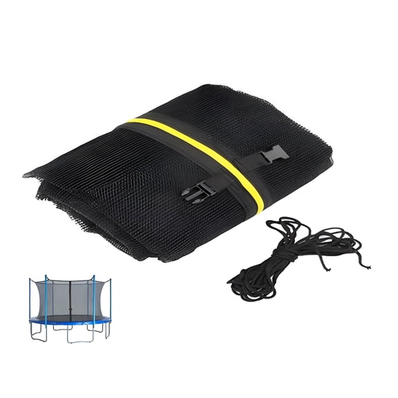 BESTSKY Trampoline Netting Replacement 10ft Enclosure Trampoline Safety Net with Adjustable Straps and 2 Zippers Weather-Resistant Trampoline Net for 8 Straight Poles Round Frame Trampolines Net Only