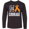 thumbnail image 3 of Inktastic Lost my Leg Not my Courage Limb Loss Awareness Orange Ribbon Long Sleeve Youth T-Shirt, 3 of 5