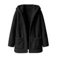 thumbnail image 5 of Liuinsasek Womens Loose Fuzzy Outerwear Solid Color Fashionable Hooded Warm Long-Sleeved Fleece Fluffy Jacket with Pockets for Winter, 5 of 9